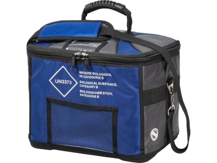neoLab Biohazard Kühltasche 32 Liter für den Probentransport nach UN3373, blau grau, 400 x 350 x 360 mm