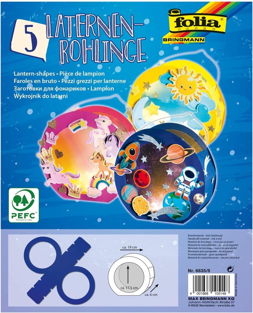 Set van 5 ronde lantaarnvormen voor knutselen en decoratie in koningsblauw