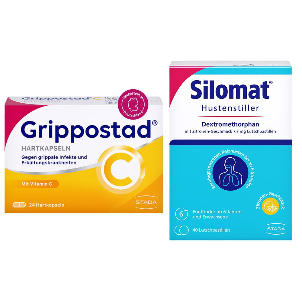 Grippostad C Kapseln + Silomat Hustenstiller DMP Zitronen-Geschmack 7.7mg 1 St Kombipackung