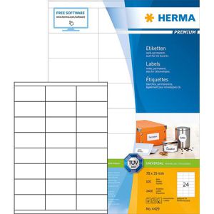 Herma Premium 4429 2400 Etiketten weiß 70 x 35, 2400 Stück