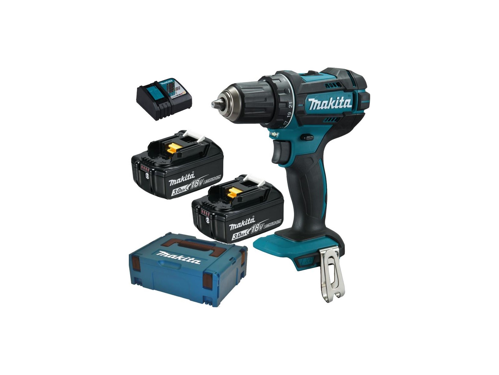 MAKITA--VL-Nr. 200888-- AKTIVB Akku-Bohrschrauber 18V / 3,0Ah 2 Akkus + Ladegerät im MAKPAC 07800733