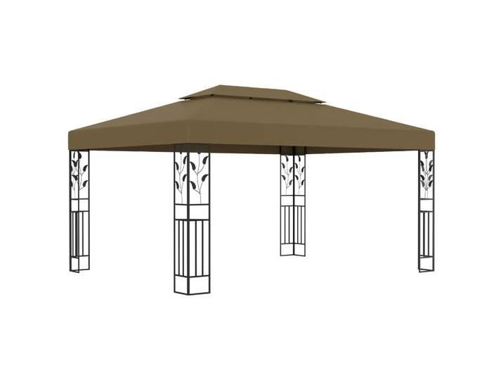 Gazebo à double toit 3x4 m Taupe 180 g/m² pour camping familial, grande auvent, tente pliante portable, protection solaire, pergola imperméable