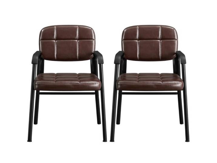 Yaheetech Lot de 2 Fauteuil Salon Chaises de Visiteur Siège Rembourré en SmiliCuir Fauteuil d'accueil 58 x 58 x 86cm Charge 135 kg