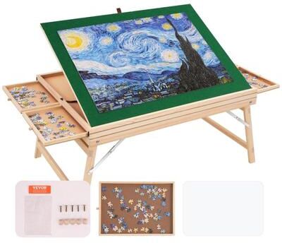 Tools, Home & Hobby 1500 Piece Puzzle Table With Folding Legs Adjustable Jigsaw Board And Storage Drawers 1500 Piece Puzzle Table With Folding Legs Adjustable Jigsaw Board And Storage Drawers