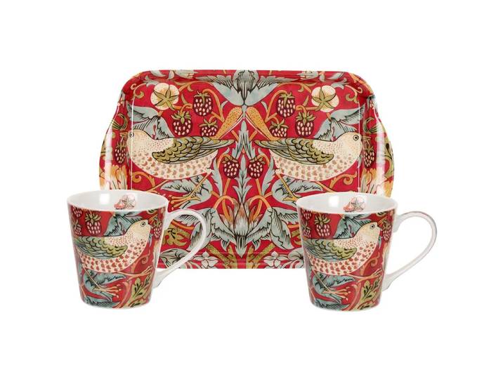 Pimpernel Ensemble tasse et plateau Strawberry Thief Rouge
