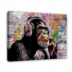 LEINWANDBILD Abstrakt Banksy Affe 60x40