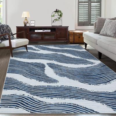 Garvee Modern Wave Stripe Distressed Area Rug