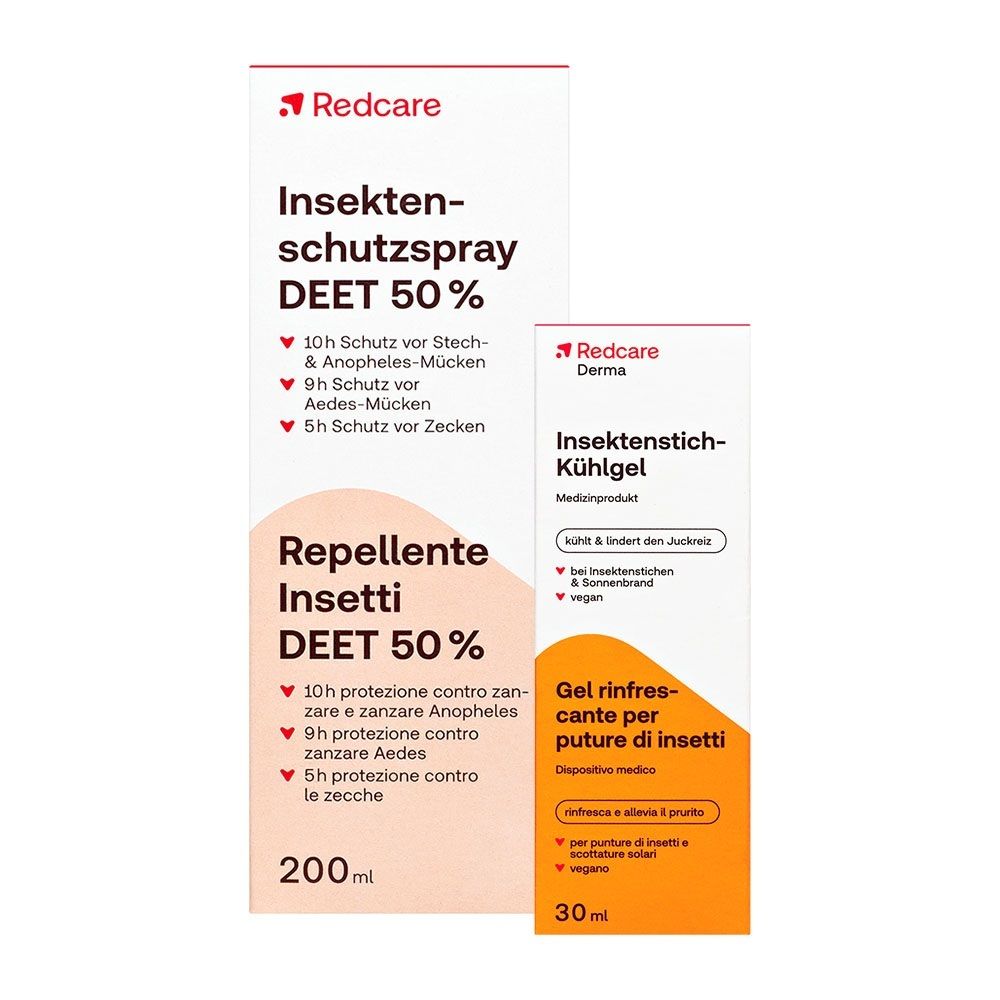 Redcare Insektenschutzspray Deet 50% + Derma Insektenstich-Kühlgel 200+30 ml