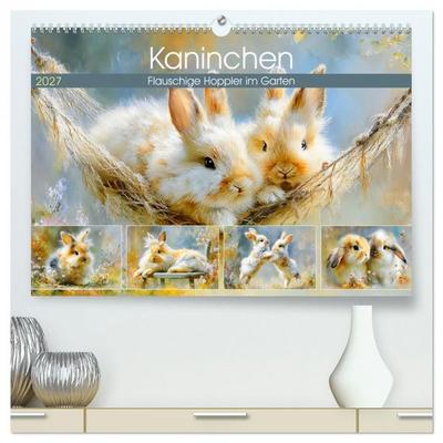 Kaninchen. Flauschige Hoppler im Garten (hochwertiger Premium Wandkalender 2027 DIN A2 quer), Kunstdruck in Hochglanz