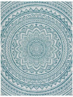 SAFAVIEH Courtyard Fran Mandala Indoor/ Outdoor Waterproof Patio Backyard Rug