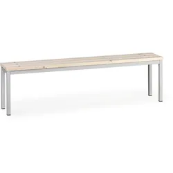 Umkleidebank mit Latten-Sitz, Länge 1500 mm, grau