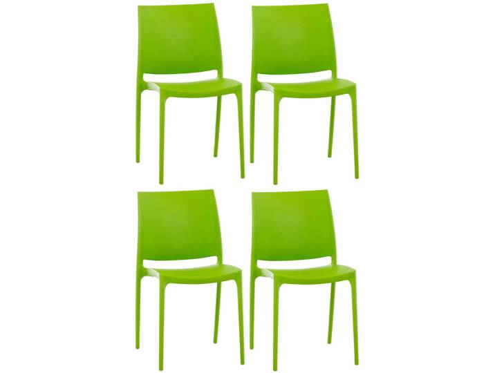 CLP Gartenstuhl 4er Set Kunststoff grün, Grün, 44x81x50 cm, Gartenmöbel, Gartensessel, Gartenstühle