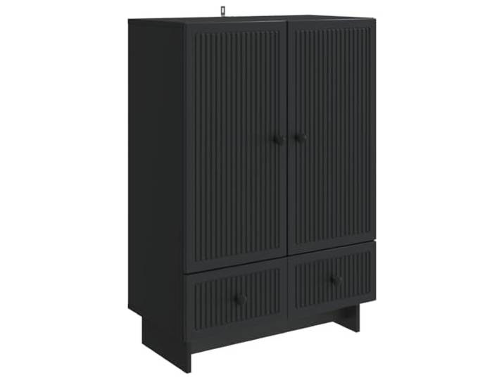 TEKGHUT Sideboard Schwarz 66 x 34,5 x 95 cm Holzwerkstoff Schubladen, Schranktüren, Wohnzimmer, Essbereich, Innenraum, glatte Oberfläche, Stabilität, einfache Montage, pflegeleicht