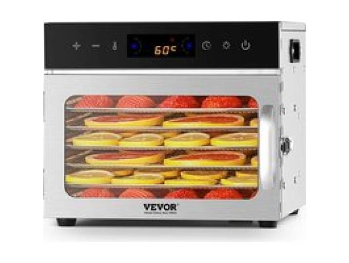 VEVOR Deshydrateur alimentaire 6 plateaux en acier inox sechoir electrique aliments 400 W temperature reglable minuterie 24 h
