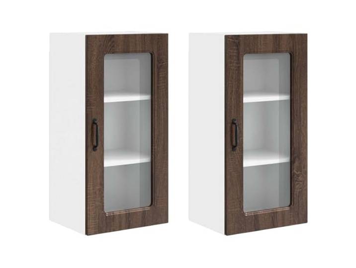 fsahslih Küchen Wandschrank 2er Set Braun Eichen-Optik 40x31x80 cm Praktischer Hängeschrank für die Küche schafft strukturierten Stauraum für Geschirr und Küchenutensilien.