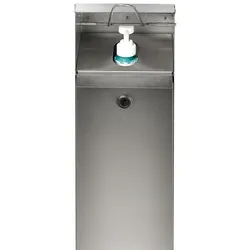 PROREGAL Robuster Handdesinfektionsspender mit Hubmechanismus | Bodenmontage | HxBxT 115x18x13cm | Edelstahl | Silber | Spender Desinfizieren