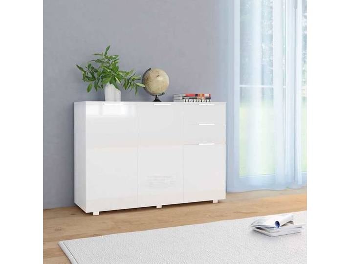 ELORAN Buffet bas Contemporain - Meuble Commode - Buffet de Rangement - Blanc brillant - 107x35x80 5 cm 66286