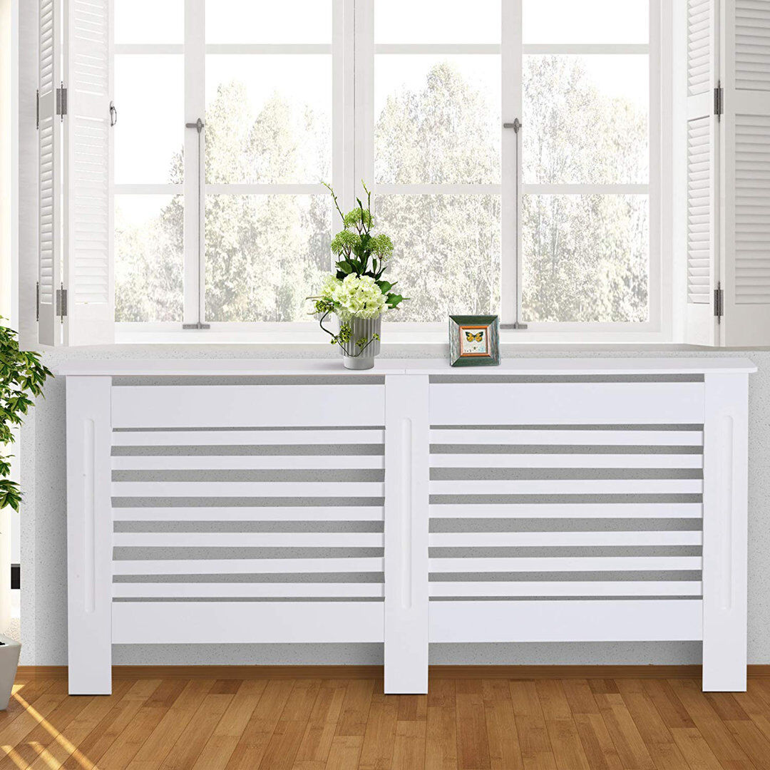 Belfry Heating Humberto Modern Radiator Cover Cabinet Slatted Design MDF 81cm H x 152cm W x 19cm D