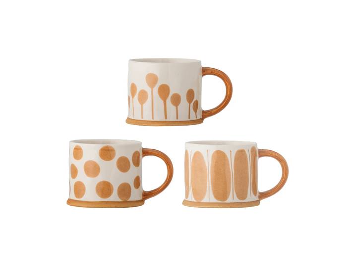 Bloomingville Linora mok 45 cl 3-pack Wit-bruin