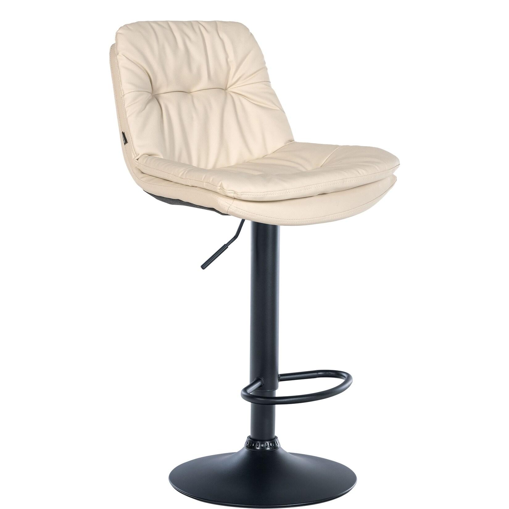 CLP Barhocker Laurel Kunstleder schwarz - Farbe: creme, Gestellmaterial: Metall matt schwarz