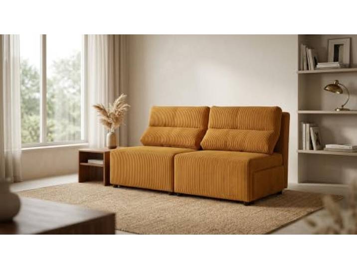 Family Meble Schlafsofa Kimo Apollo, 2-Sitzer – Senfgelb – 1