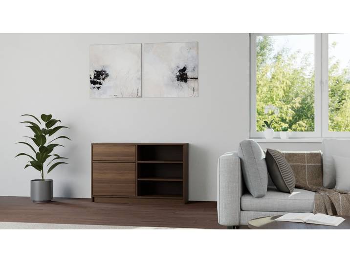 Lusini Sideboard Echtholz Furnier Nussbaum amerika­nisch geölt