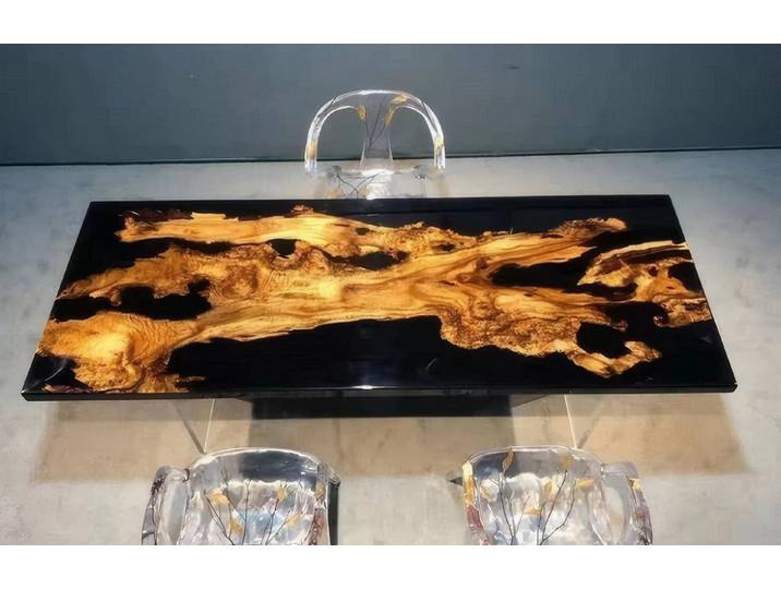 JVmoebel Esstisch Schwarzer Epoxidharztisch aus Goldakazie von JVMoebel (Packung, 1-St., Tisch)