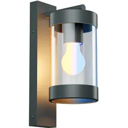 ledscom.de Außenwandleuchte LAIFA anthrazit matt, Glas/Edelstahl, inkl. E27 Lampe, Milchglas, Smart Home (warmweiß-kaltweiß , 6,7W, 918lm)