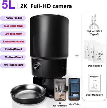 Inspire Picks Furpipi Smart 5L Automatic Cat Feeder With HD Camera & App Control 2k Camera 5g