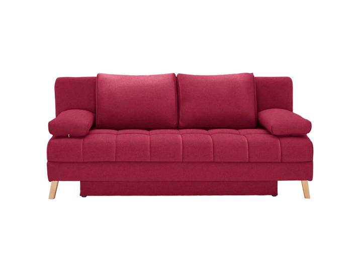 Cantus Schlafsofa, Rot, Holz, Buche, 2-Sitzer, 195x90x90 cm, Schlafen auf Sitzhöhe, Wohnzimmer, Sofas & Couches, Schlafsofas, Schlafsofas mit Bettkasten