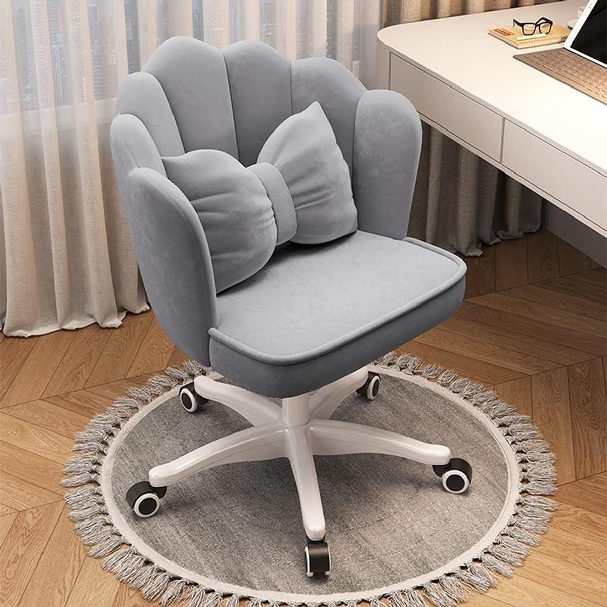 Samten bureaustoel met bladjes design, 360 graden draaibaar, Grijs