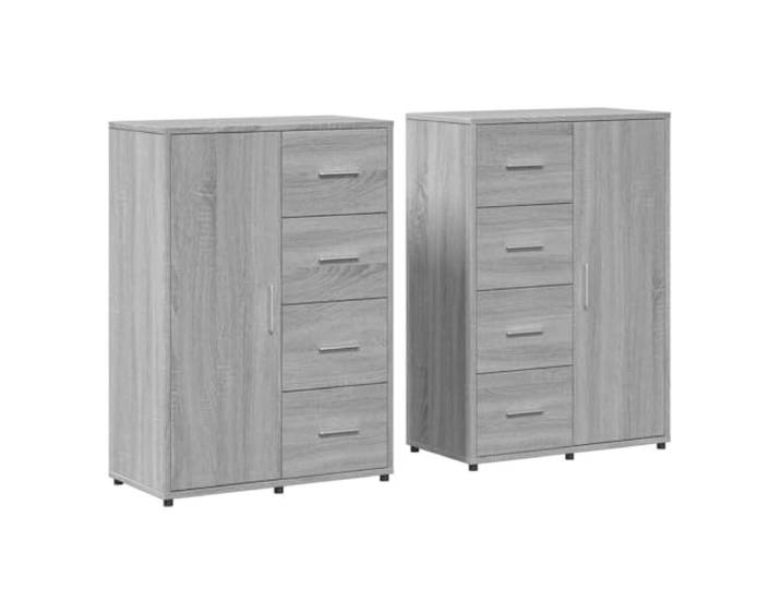 KGHFDVB Sideboard 2er Set Grau Sonoma 60x31x84 cm Holzwerkstoff Stauraum mit Türen, Feuchtigkeitsbeständig, Pflegeleicht, Für Wohnzimmer