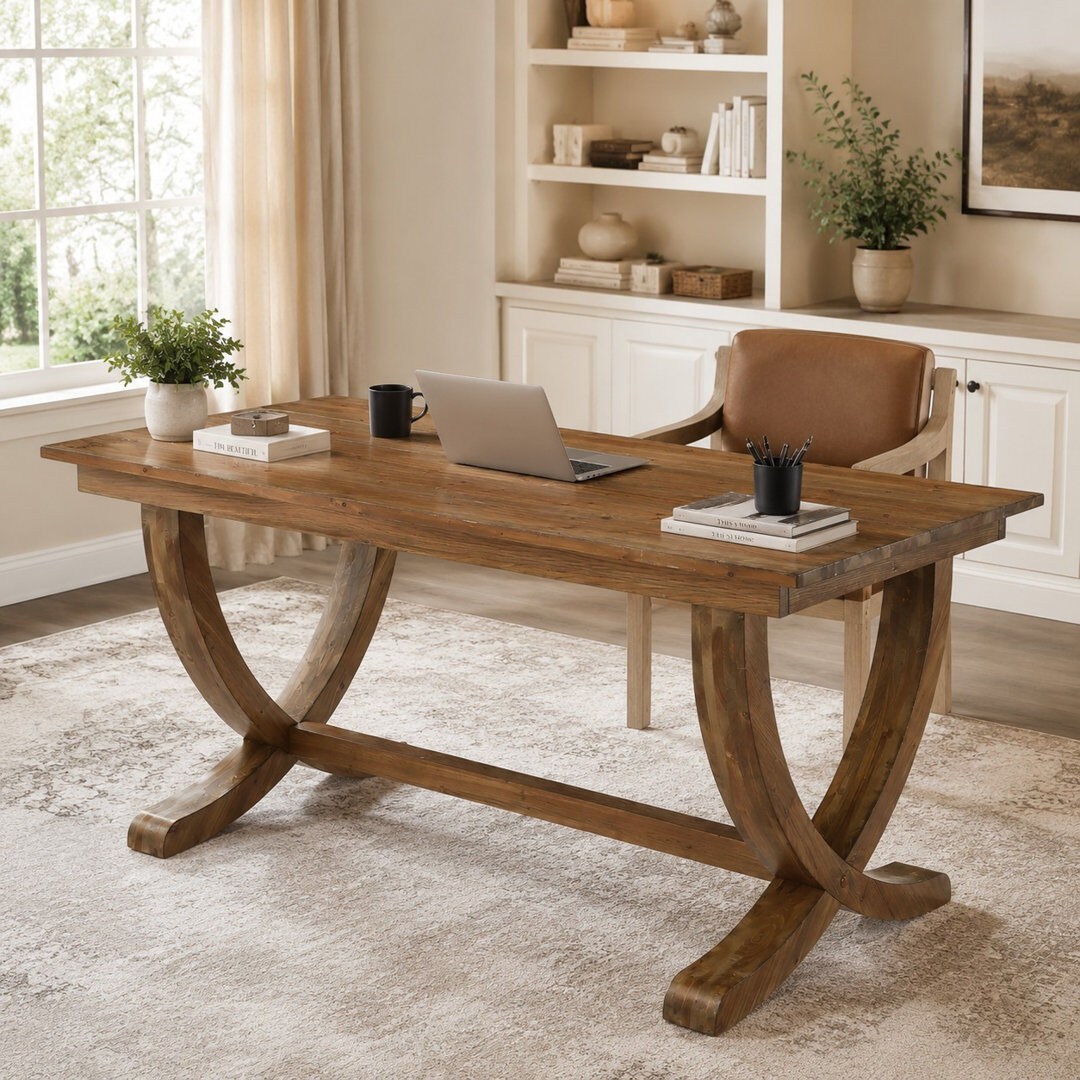 Blue Elephant Solid Wood Computer Desk Brown 76cm H X 160cm W X 80cm D