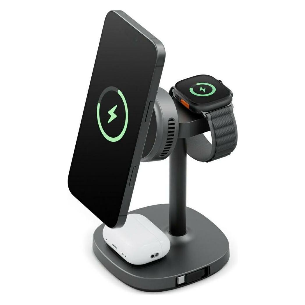 Prestigio Charging station Energea MagArctic Stand 4in1 Qi2 with cooling and cable graphite (18 W) (MAG-ARCSTD-GUN)