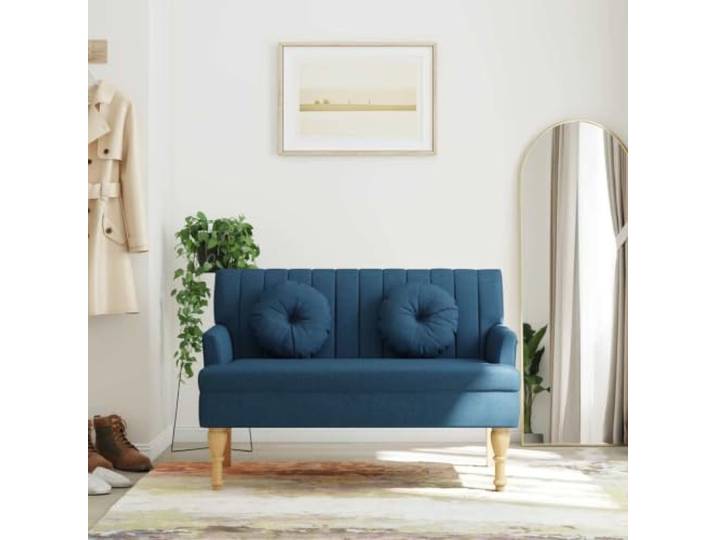 VIHHQGC Sitzbank mit Kissen Blau 113x64,5x75,5 cm Stoff Strapazierfähiger Stoff, atmungsaktiv, dicke Polsterung, Kautschukholzbeine, Sperrholzgestell, 110 kg pro Sitzplatz