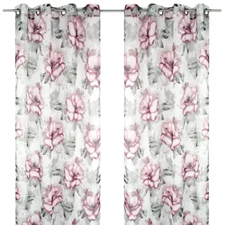 Arsvita 2er Pack Gardine (Flower) Voile mit Ösen 140x245cm Ösenvorhang für zu Hause, transparente und moderne Fensterdekoration