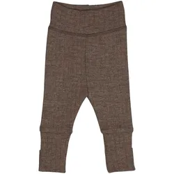 Müsli Wollhose mit Klappfuß Rippqualität Merinowolle, braun, 74