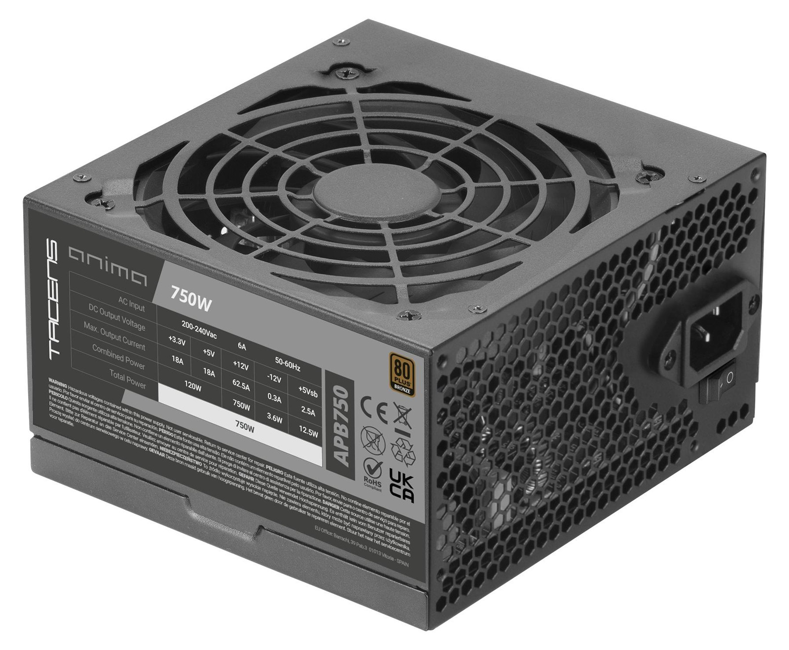 Tacens Anima APB750 Voeding, 750 W, 80 PLUS Bronze, 20+4 pin ATX