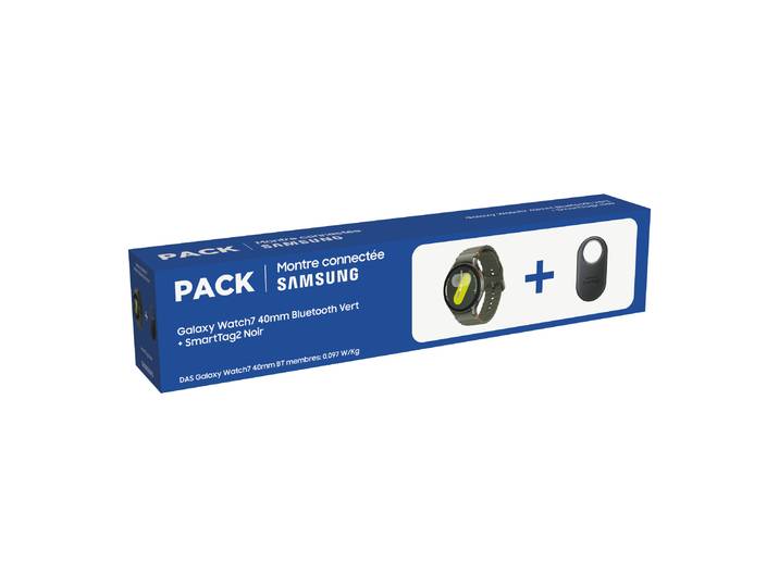 Pack montre connectée Galaxy Watch7 40mm Vert + SmartTag 2 Noir SAMSUNG