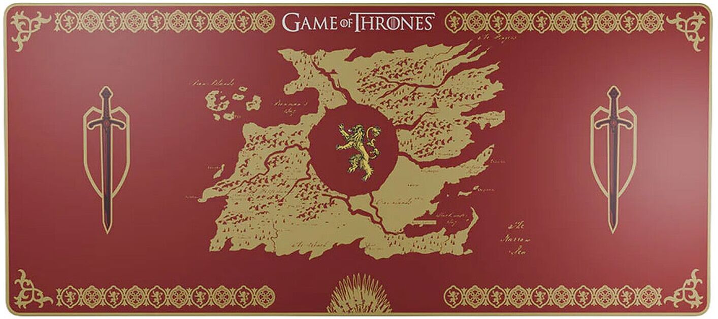 Lexip Game of Thrones House Lannister XXL Gaming Mouse Pad - Red, 900 x 400 mm, Polyester Fabric Surface, Non-Slip Rubber Base, Officially Licensed