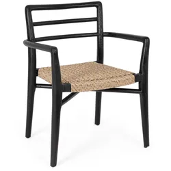 Gartenstuhl Leticia aus Teakholz, modernes Design, stapelbar, natur schwarz, für draußen