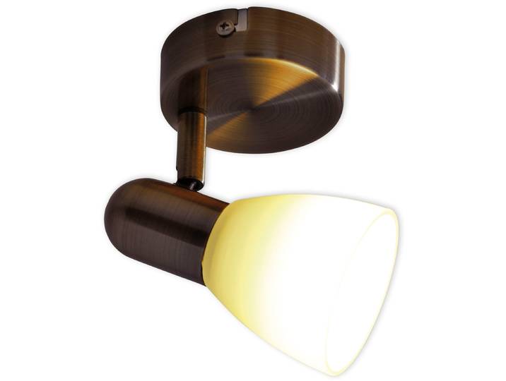 NÄVE LED Deckenspot Mestre , braun, 1, Ø 7,2cm H: 8cm, 1 Stk., Leuchten, 1er LED Wand-u. Deckenspot, E14, braun, Glasschirm weiß, LED Deckenspot