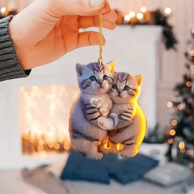 Inspire Picks Realistic Cat Car Hanging Ornament Rearview Mirror Pendant With Decorative Chain f