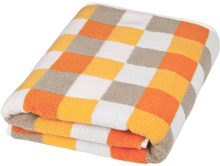 Duschtuch ROSS Würfelfond , weiß (ginster, dahlie, cappuccino, weiß), B:75cm L:140cm, Frottier, Baumwolle, Handtücher, Duschtuch, 100% Baumwolle