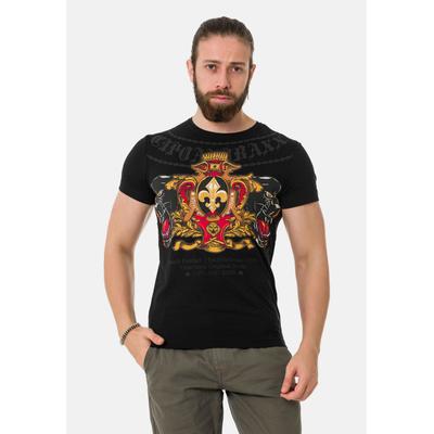 T-Shirt CIPO & BAXX "T-Shirt", Herren, Gr. S, schwarz, 95% Baumwolle, 5% Elasthan, bedruckt, regular fit, Rundhals, Shirts T-Shirt, mit Panther Print