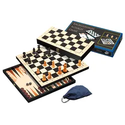 Philos-Spiele Schach-Backgammon-Dame-Set, Feld 44 mm 2514