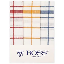 Ross 3er Pack Halbleinen-Geschirrtücher Karo 50x70 cm | rot-blau-gelb - rot;blau;gelb
