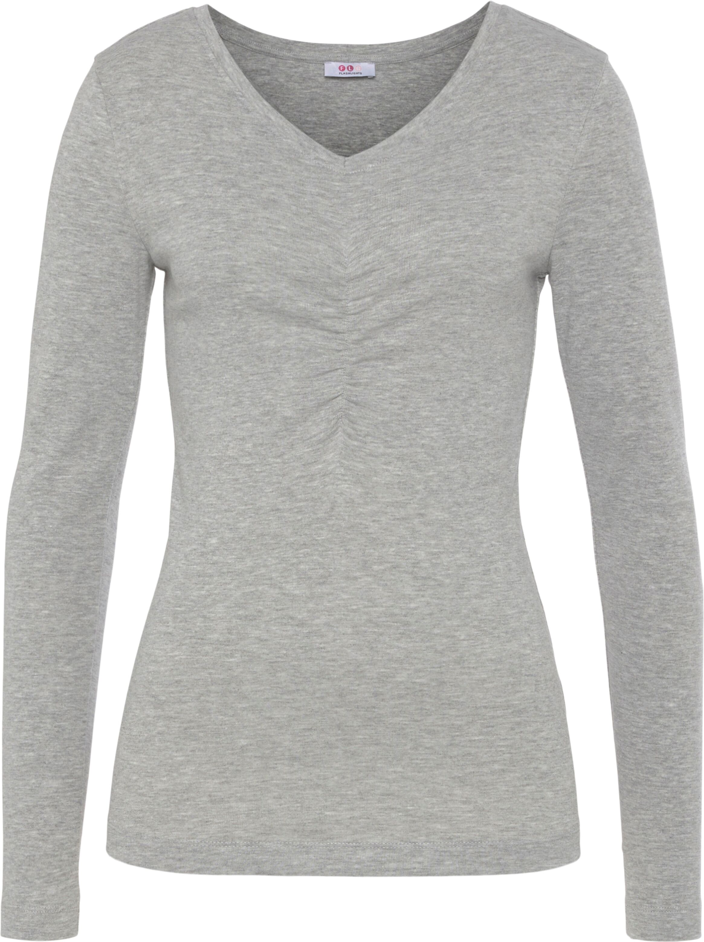 Longsleeve FLASHLIGHTS, Damen, Gr. 32/34, blau (marine, grau melange), Feinripp, Obermaterial: 100% Baumwolle. Obermaterial 2: 95% Baumwolle, 5% Viskose. Obermaterial Melange: 95% Baumwolle, 5% Viskose, clean, unifarben, Basic, sehr figurbetont, Shirts Lo