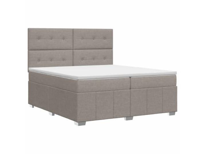 KTHLBRH Boxspringbett mit Matratze Taupe 200 x 200 cm Stoff Taschenfedern, mittelfest, verstellbares Kopfteil 78-88 cm, Reißverschluss, inklusive Topper