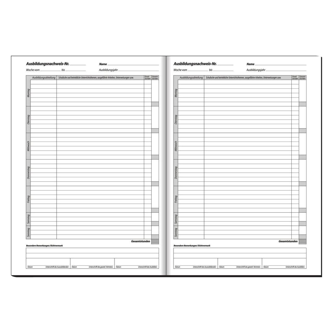 Sigel Formularbuch "Ausbildungsnachweis", A4, 28 Blatt (28x) (AW480)